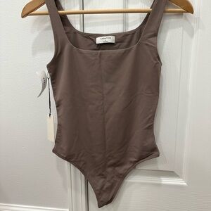 Aritzia Contour Squareneck Bodysuit in Stone Taupe (S)